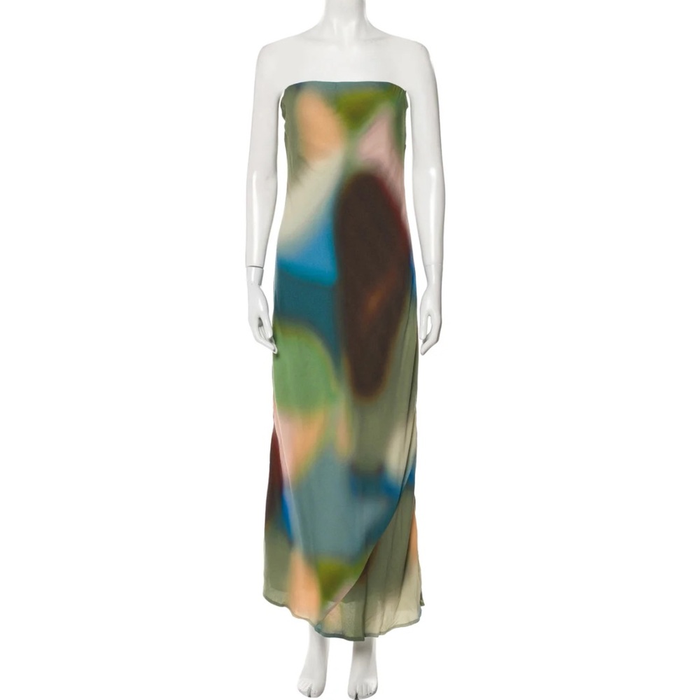 Reformation strapless midi patterned dress